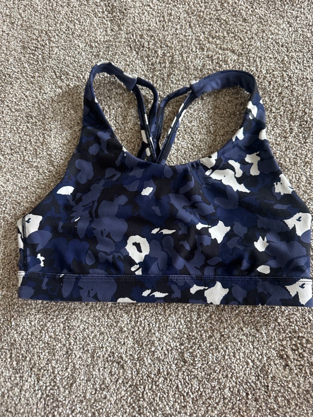 Navy Camo Sports bra - Navy/White